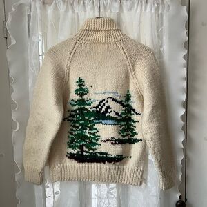 Vintage Knit Sweater with Mountain